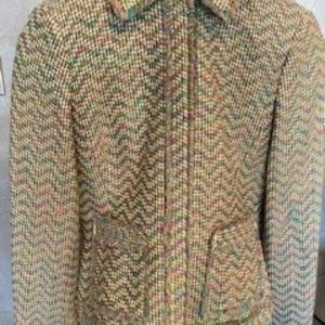 Stunning Doncaster beige-turquoise-pink silk blend jacket- size 4